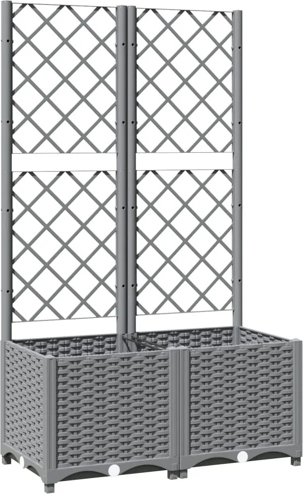 vidaXL Jardinieră de grădină cu spalier, gri deschis, 80x40x136 cm, PP