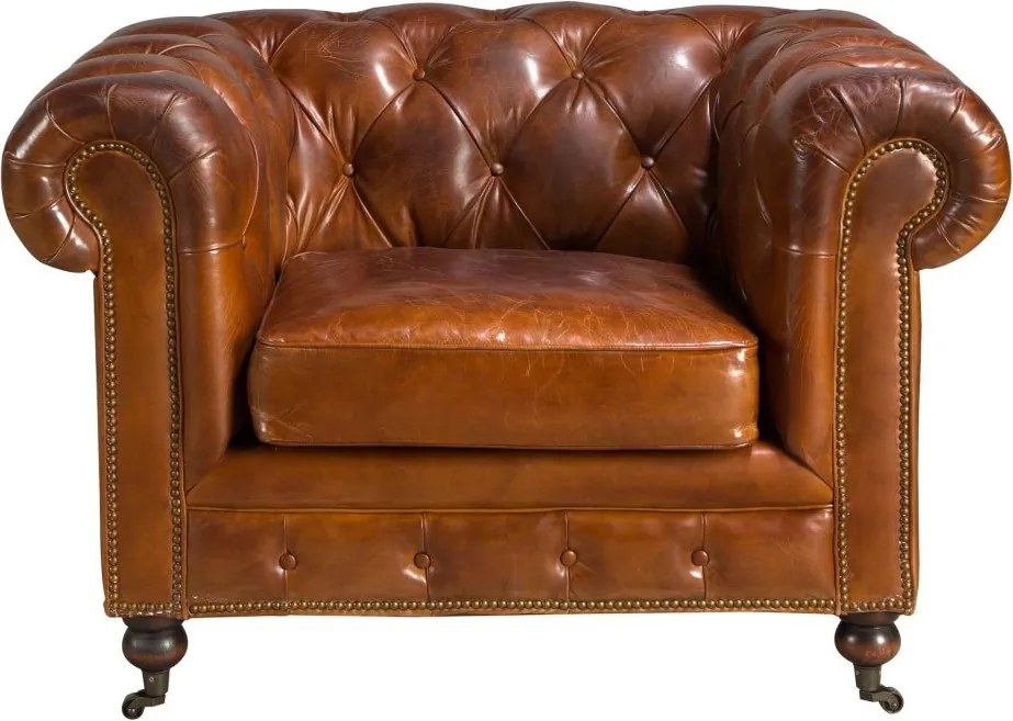 Fotoliu design italian Chesterfield piele maro