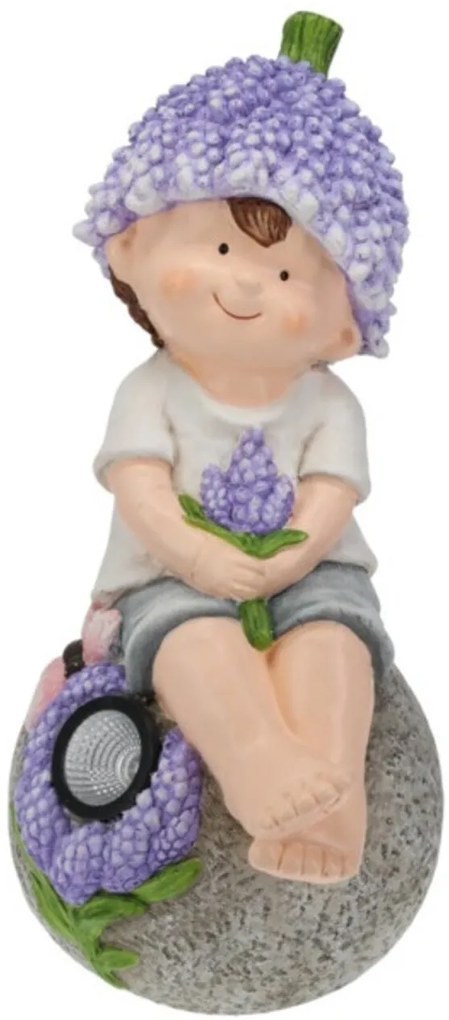 Lampa solara Boy w lavender, 21x23.5x46.5 cm, oxidat de magneziu