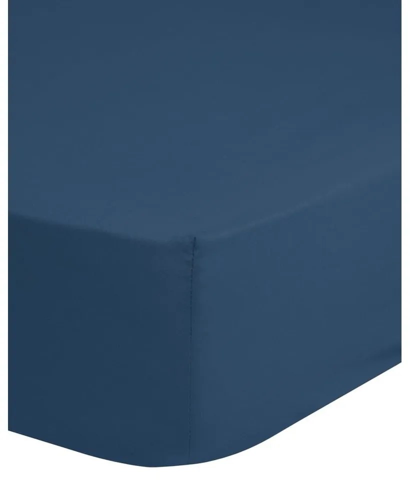 Cearșaf elastic din bumbac Good Morning, 90 x 200 cm, albastru închis