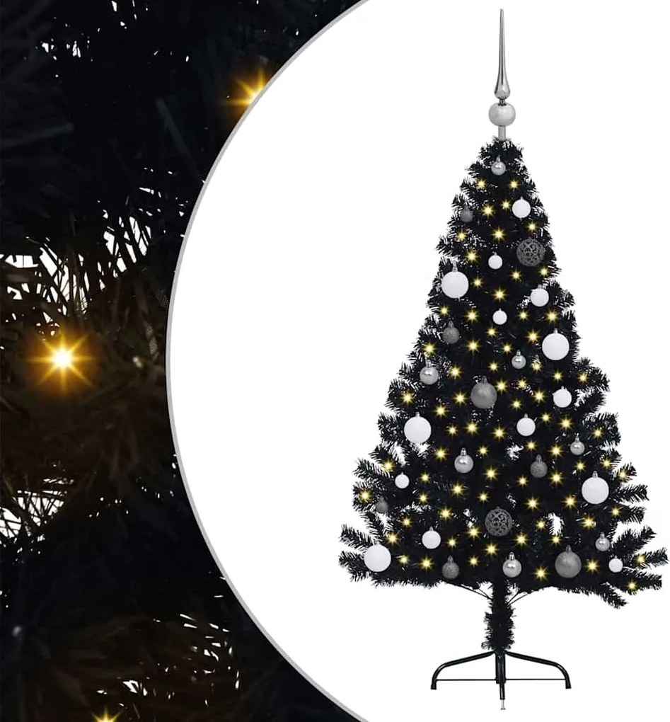 vidaXL Pom de Crăciun artificial pre-iluminat Negru 150 cm PVC