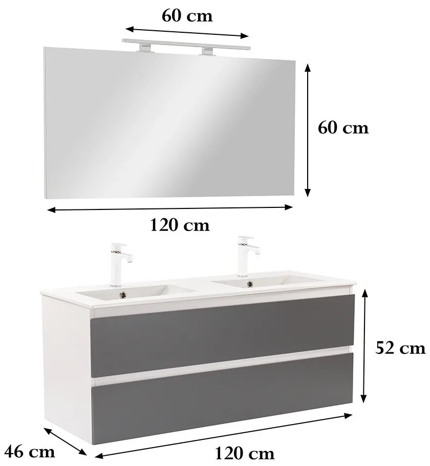 Dulap inferior Vario Forte 120 cu lavoar alb-antracit