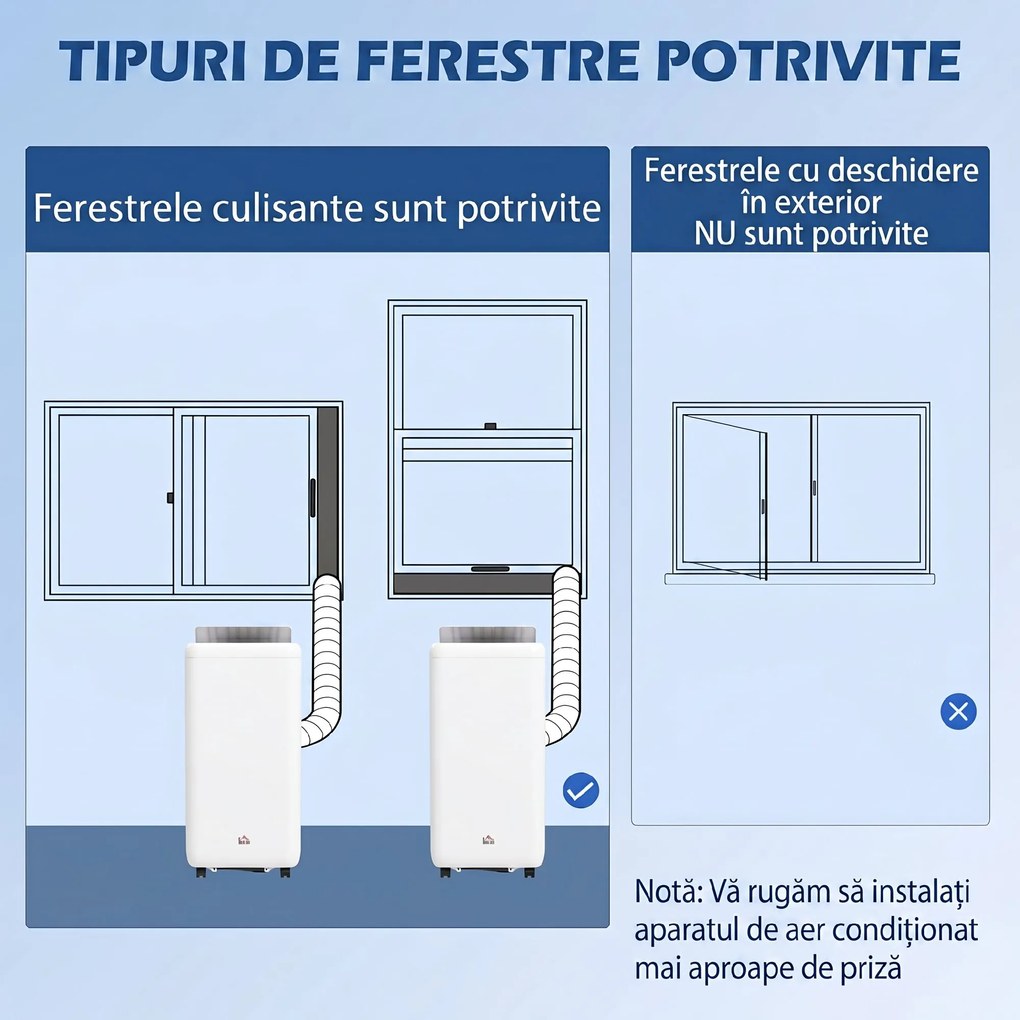HOMCOM Aparat portabil de aer condiţionat, dezumidificator, ventilator | Aosom Romania