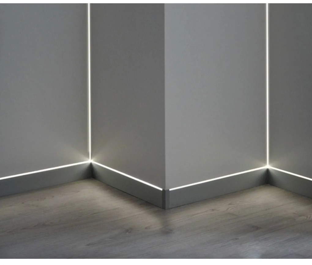 Profil LED Incastrat Colt Interior – 2m, Aluminiu