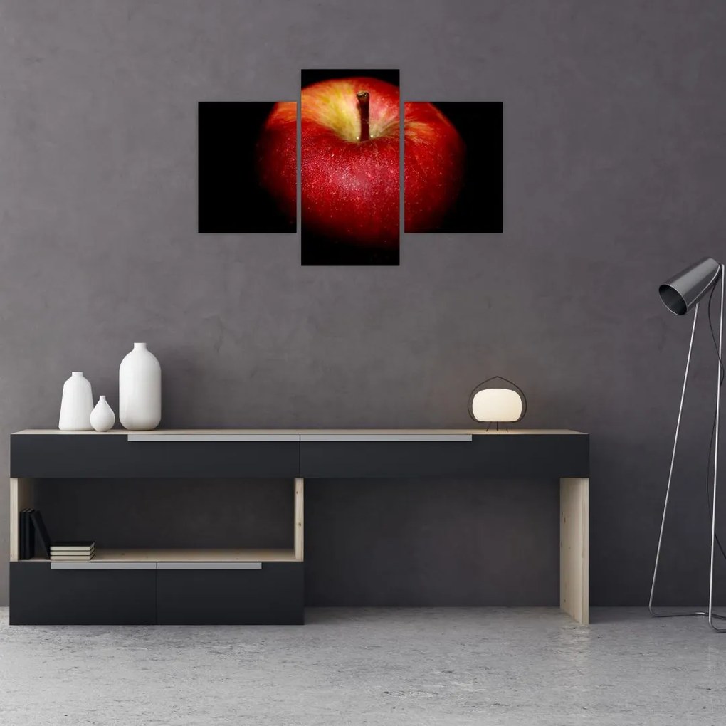 Tablou cu măr pe fundal negru (90x60 cm)