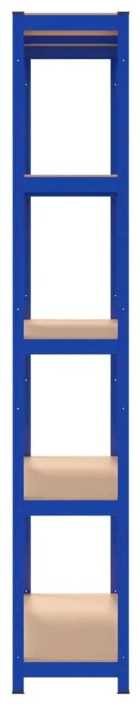 Rafturi de depozitare cu 5 niveluri, 4 buc., albastru otel lemn