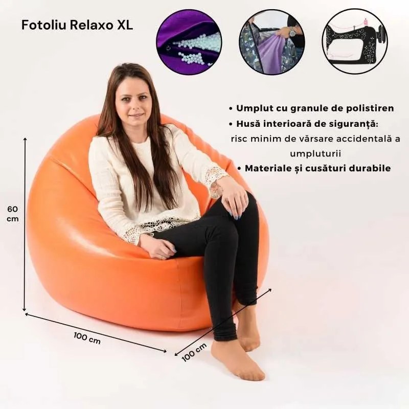 Fotoliu Relaxo XL , Material Impermeabil - Neon Orange