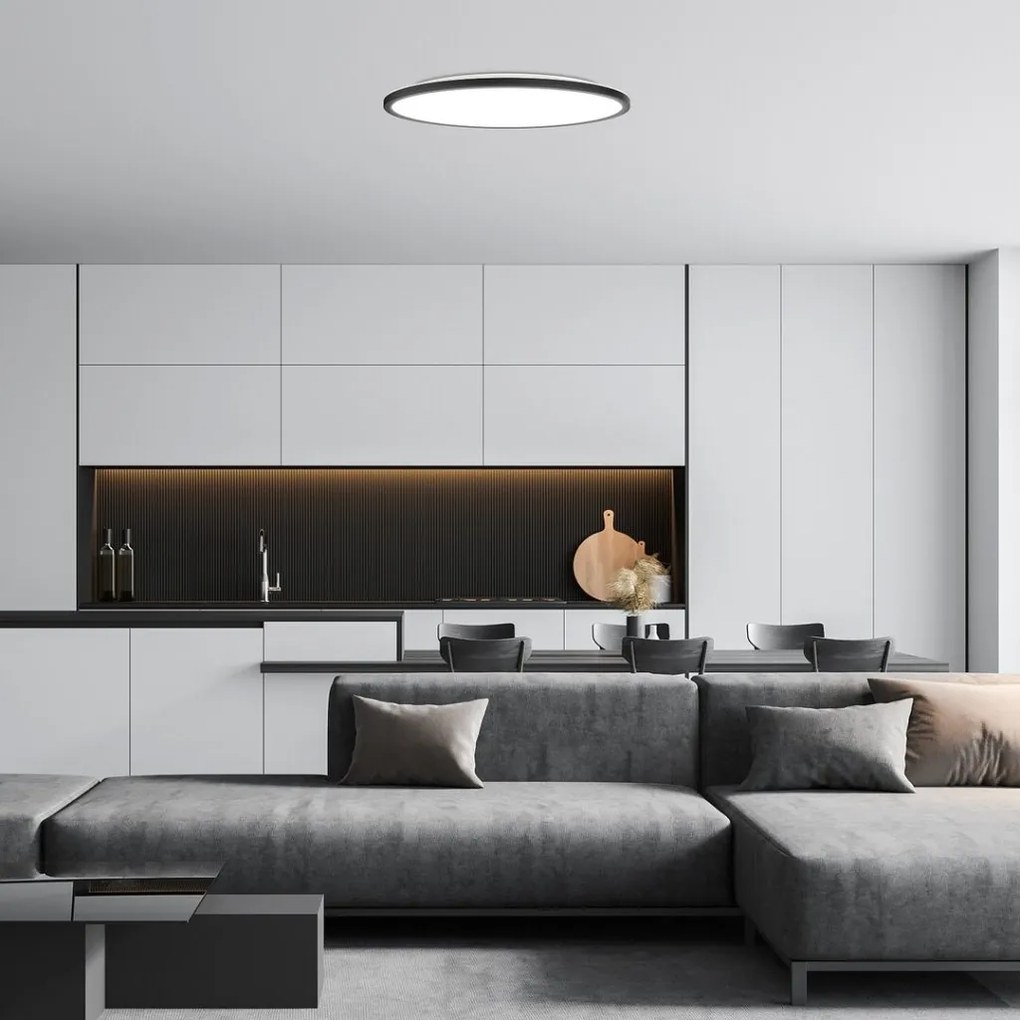 Plafoniera LED slim 50cm Gonzalo negru/alb