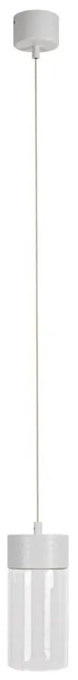 Pendul LED metal alb si sticla Fusion