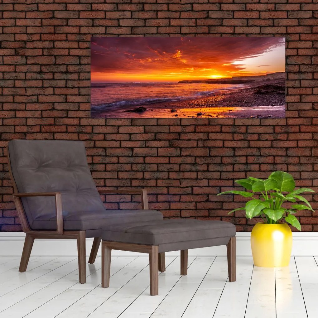 Tablou cu apus de soare la mare (120x50 cm)
