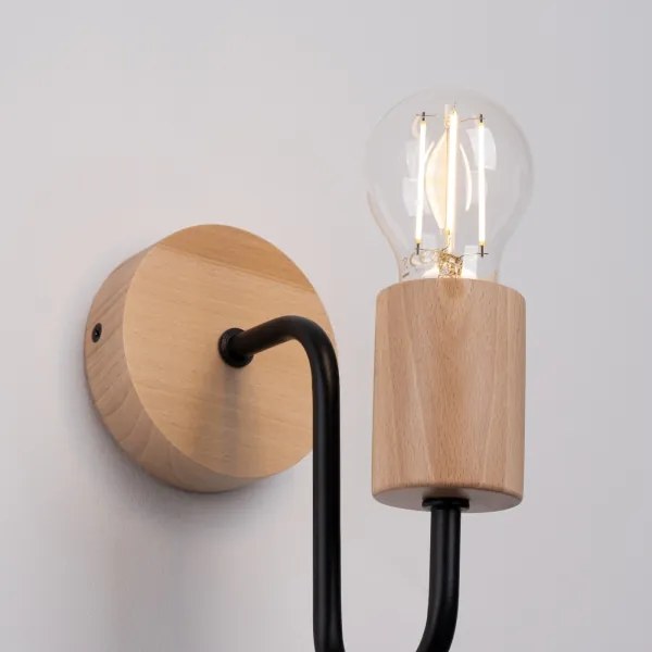 Lampă de perete Sollux SL.1668 TIMBO 1xE27/15W/230V negru/bej/fag