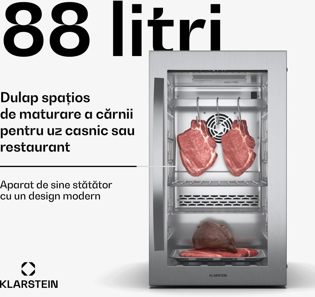 Klarstein Steakhouse dulap frigorific de maturare a cărnii Steakhouse, 88 L, antibacterian, LED, control tactil, control umiditate