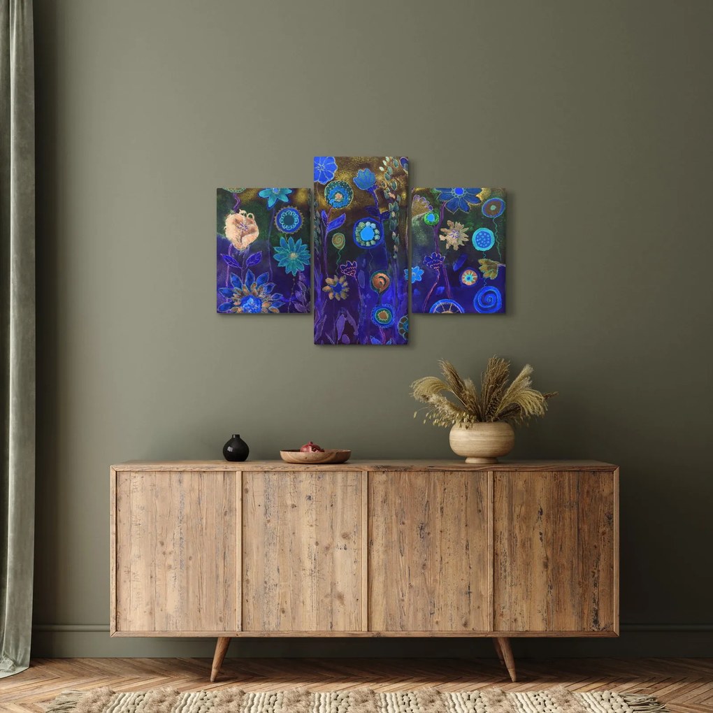 Tablou - Flori albastru închis (90x60 cm)