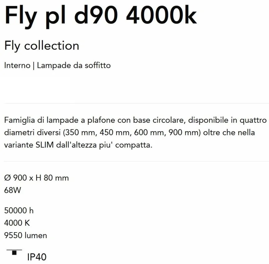 Plafoniera LED XXL moderna Fly pl d90 4000k negru