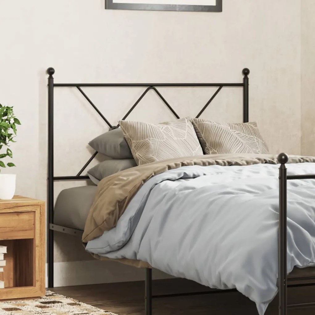 vidaXL Tăblie de pat metalică, negru, 90 cm