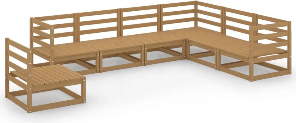 vidaXL Set mobilier de grădină, 7 piese, maro miere, lemn masiv de pin