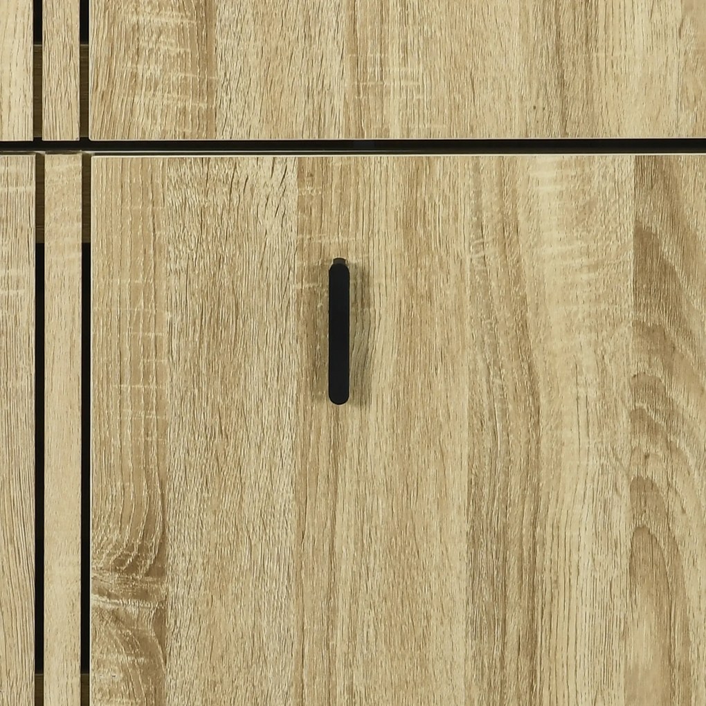 HOMCOM Dulap de pantofi cu 3 uși culisante 18 perechi capacitate mare pentru intrare hol living 63 x 24 x 117 cm stejar | Aosom Romania