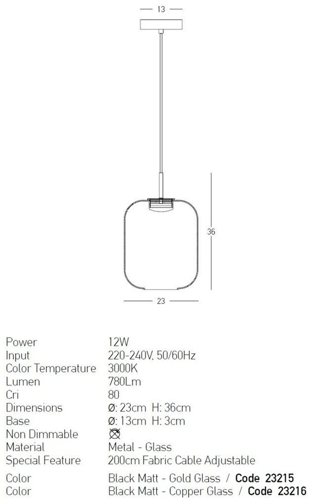 Pendul LED design decorativ Chloe II cupru
