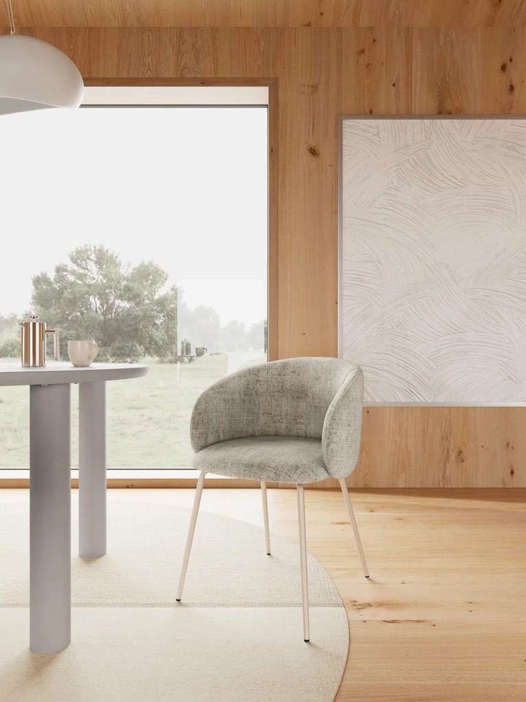 MAZZONI EXPORT CLARA Bej (țesătură Juto 4)/cadru bej-gri (cașmir) - SCAUN MODERN ADÂNC TAPIȚAT PENTRU SALON/LIVING/BIROU LOFT