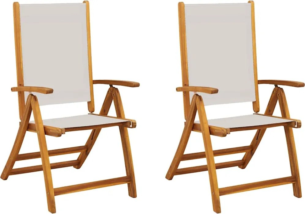 vidaXL Scaune de grădină pliabile 2 buc. lemn masiv acacia & textilenă