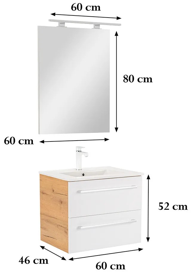 Mobilier complet de baie Vario Clam 60 stejar-alb