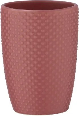 Pahar pentru periuta de dinti, din ceramica, Punto Roz Inchis, Ø8xH11 cm