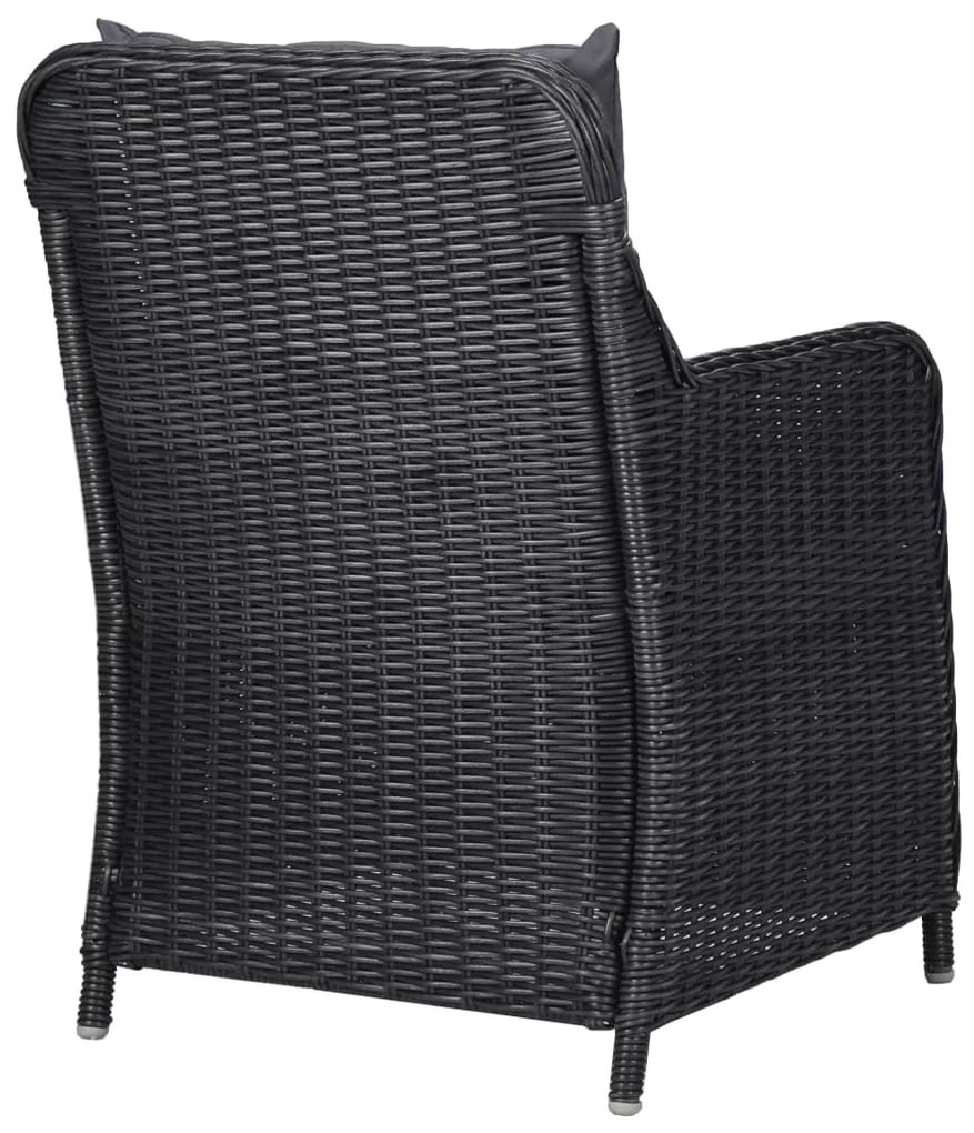 Set mobilier de grădină, 9 piese, negru, poliratan