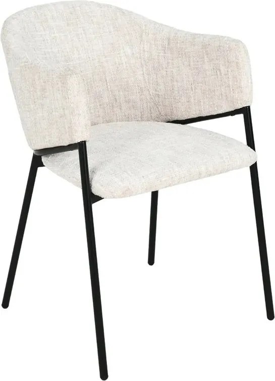 Set de 2 scaune aspect retro, Metal Negru, Chenille Bej, NOBLESSE A-47578 VC