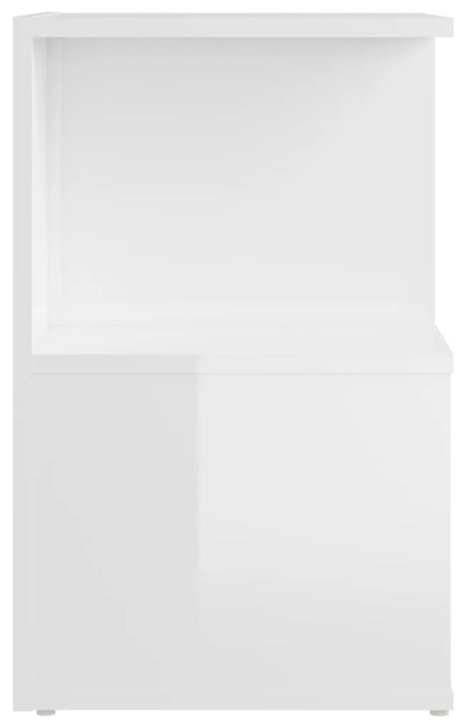 Noptiere, 2 buc., alb extra lucios, 35 x 35 x 55 cm, PAL 2, Alb foarte lucios