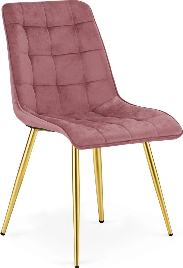 OFERTA Scaun de masa SPLIT VELVET cu picioare aurii, roz inchis calitatea II