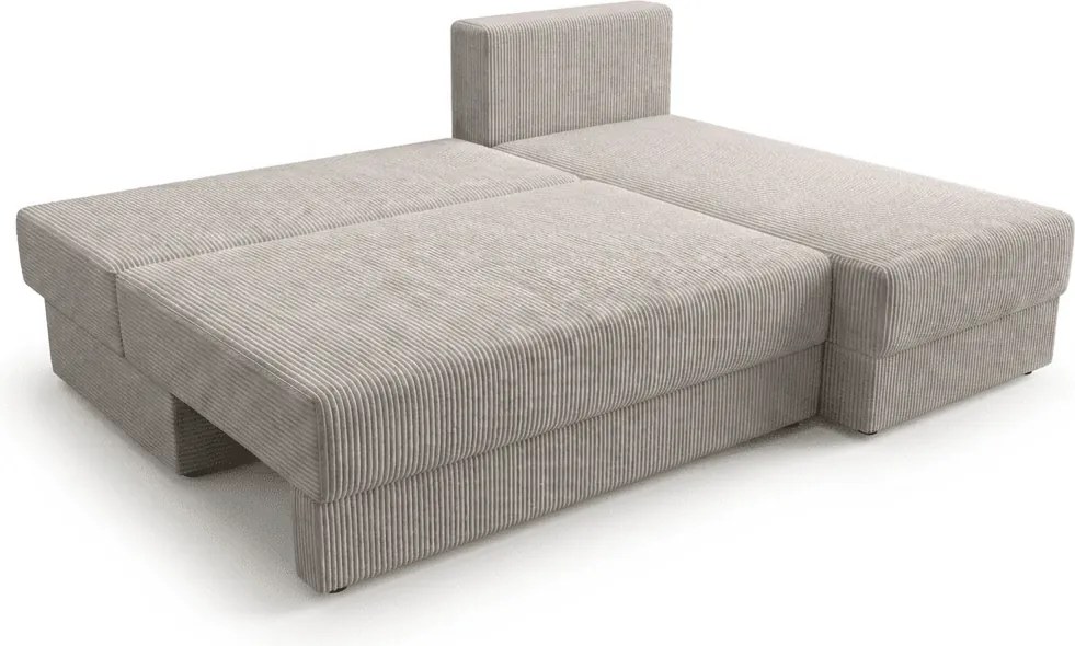 OFERTA Set de canapea extensibila reversibila in forma de L TAVERO SLIM 201x140 cm, bej deschis clasa a II-a