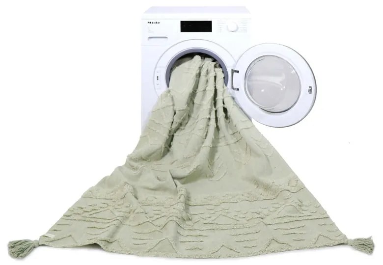 Covor verde deschis lavabil/țesut manual din bumbac 120x160 cm Tribu Olive – Lorena Canals