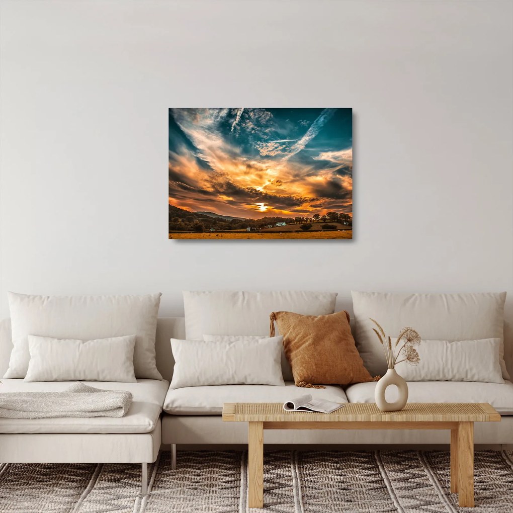 Tablou pe sticlă cu nori (70x50 cm)