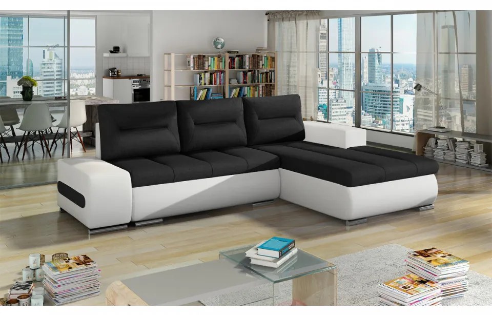 Coltar extensibil cu spatiu pentru depozitare, 275x180x88 cm, Ottavio R01, Eltap (Culoare: Bej Pepit / Maro inchis)