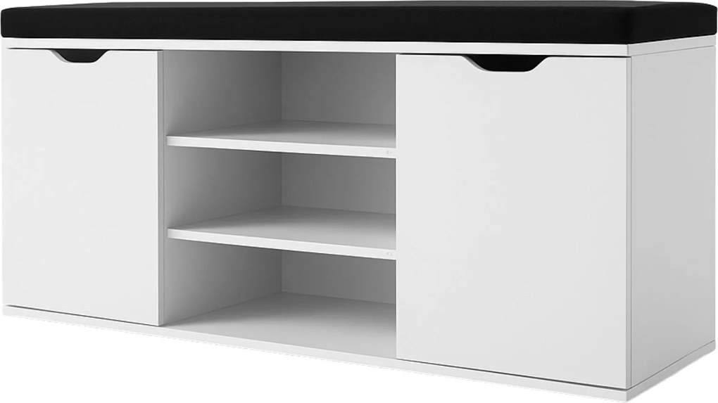 Dulap pentru pantofi cu loc de șezut PORTA, 103 x 30 x 46 cm, alb