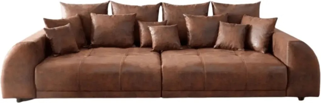 Canapea extensibilă dumonde cu 2 lăzi de depozitare si sezut confortabil din spuma high-density, Verona Madagaskar Brown 310x100 cm cu taburet inclus