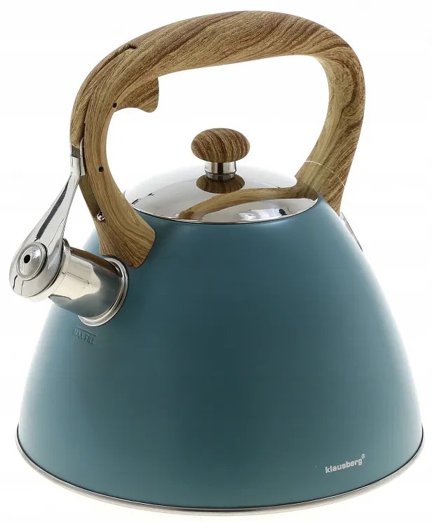 Ceainic cu fluier Klausberg KB 7263, 22 cm, 3 L, Inductie, Otel, Albastru