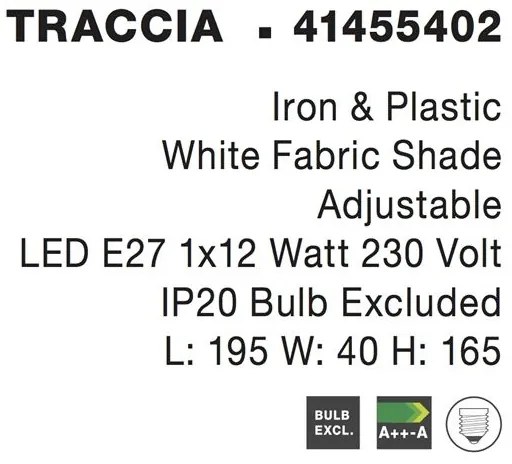 Lampadar, lampa de podea moderna cu inaltime reglabila Traccia alb