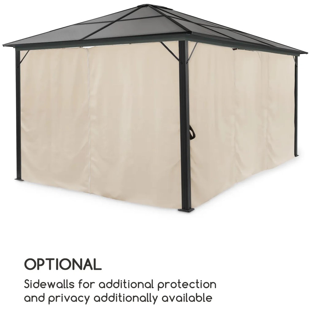 Pantheon Solid Sky Ambient Solar, pavilion cu acoperiș, 3 × 4 m, policarbonat, aluminiu, iluminat