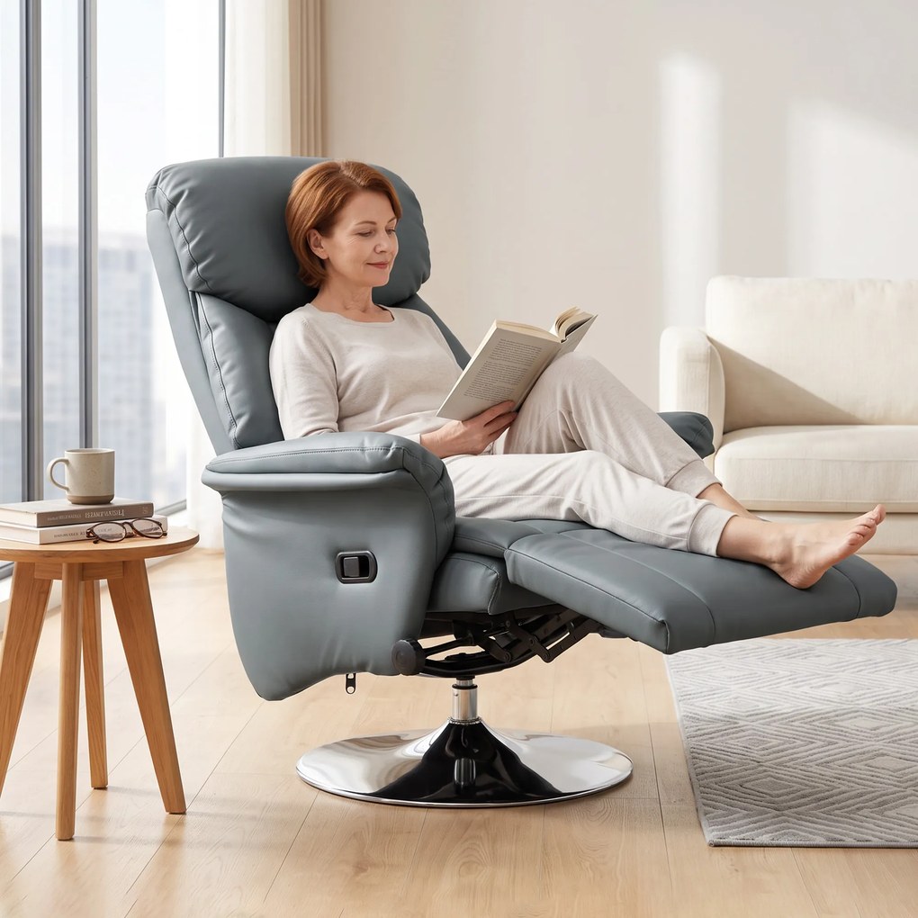 HOMCOM Fotoliu Relax Rotativ 360°, Reclinabil 130°, Gri | Aosom Romania