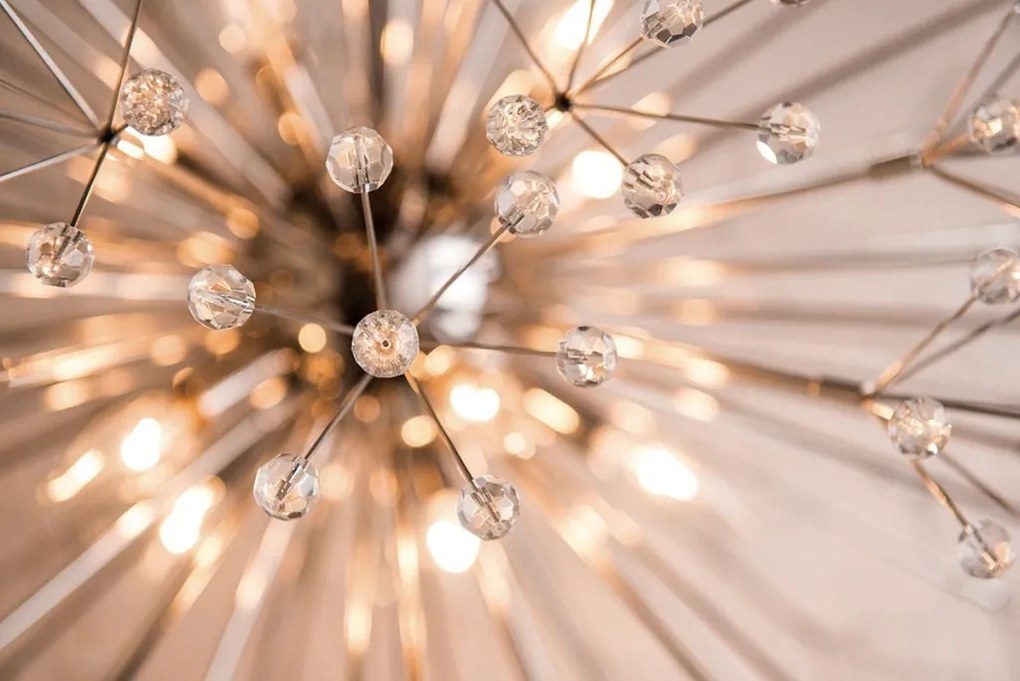 Candelabru LUX design modern DUNKIRK nichel lucios, cu 16 surse de lumina
