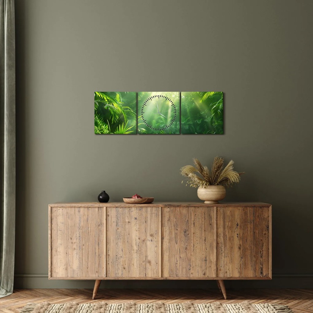 Tablou - Pădurea tropicală (cu ceas) (90x30 cm)