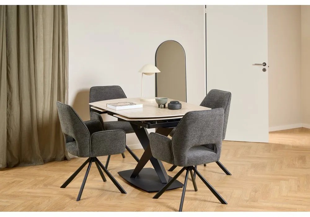 Scaun de sufragerie gri închis cu cotiere Graham – Actona