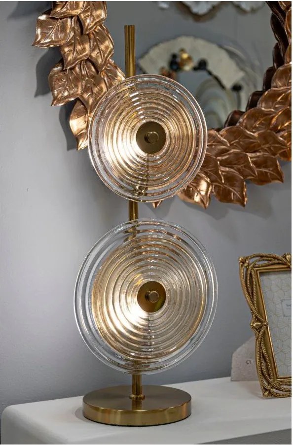 Veioză aurie cu abajur din sticlă (înălțime 63 cm) Venice – Mauro Ferretti