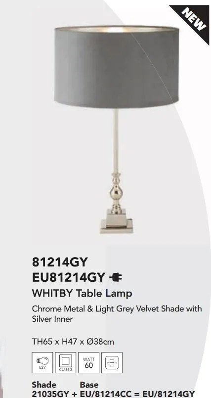 Veioza, Lampa de masa eleganta Whitby gri