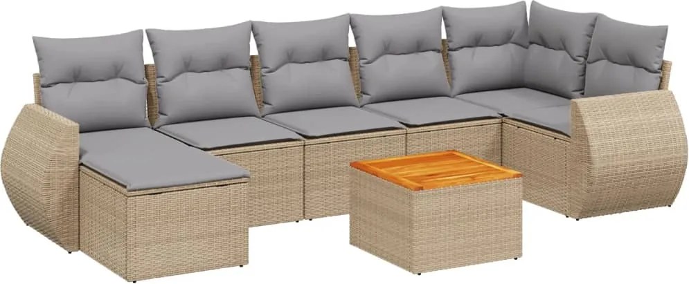 vidaXL Set canapele de grădină, 8 piese, cu perne, bej, poliratan