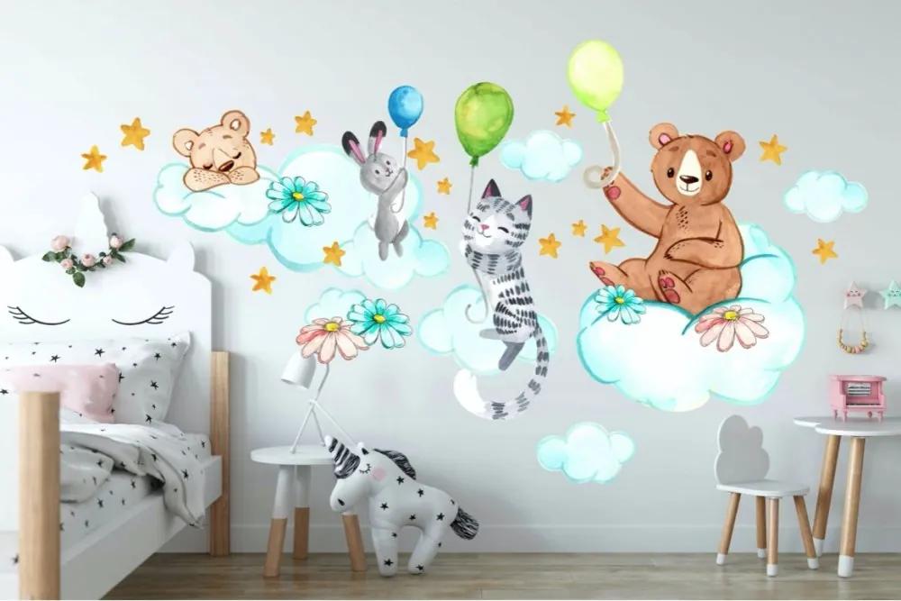 Autocolant frumos pentru copii Animale Pe Cer 60 x 120 cm
