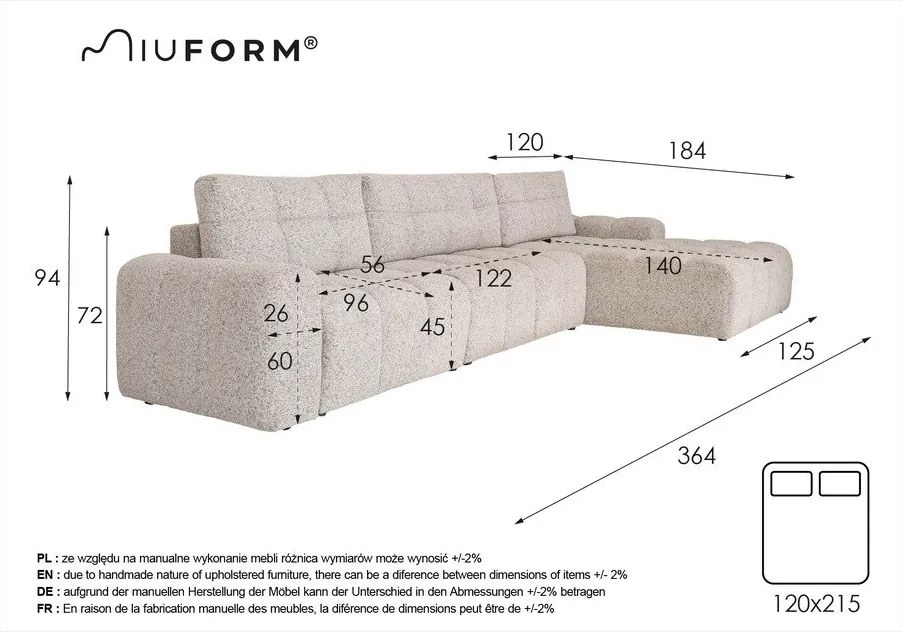 Colțar modular maro deschis extensibil/cu spațiu de depozitare (cu colț pe partea dreaptă) Lulu – Miuform