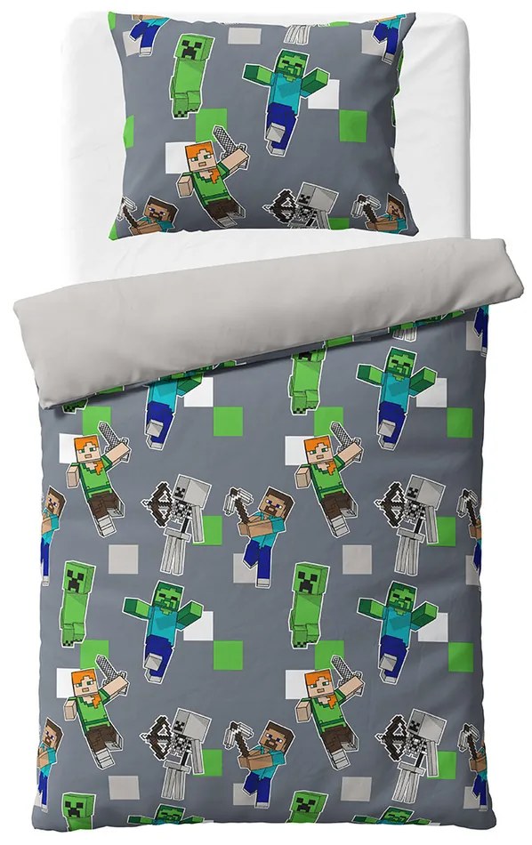 Lenjerie de pat pentru copii Minecraft Discoveryour World , 140 x 200 cm, 70 x 90 cm