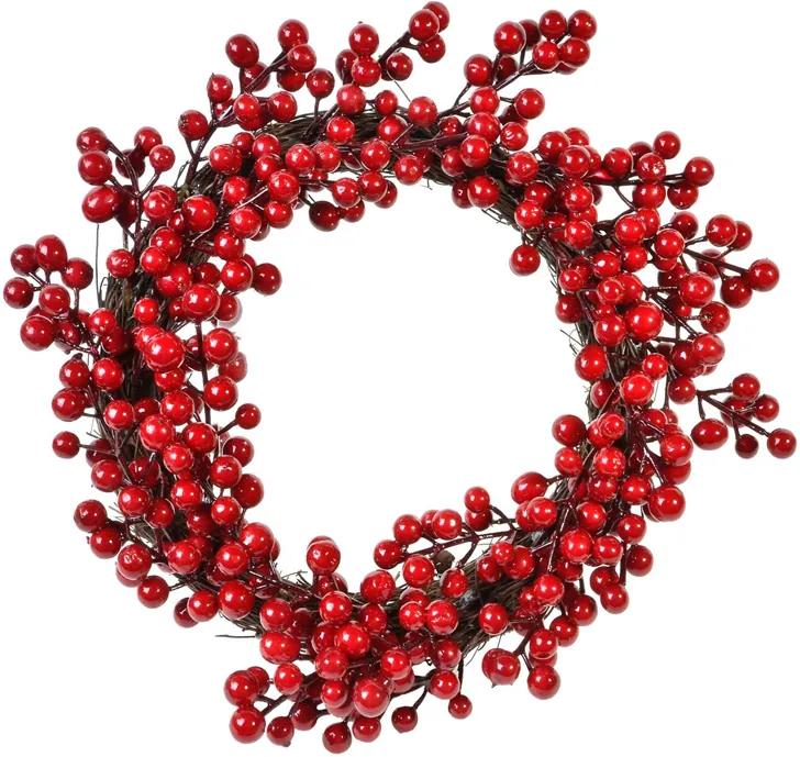 Coronita decorativa de Craciun, 30 cm, model berries poisonous